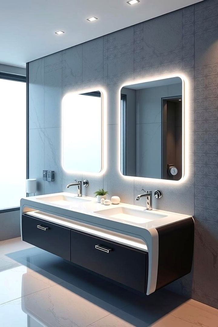 High Tech Smart Features - 22 Double Vanity Bathroom Ideas