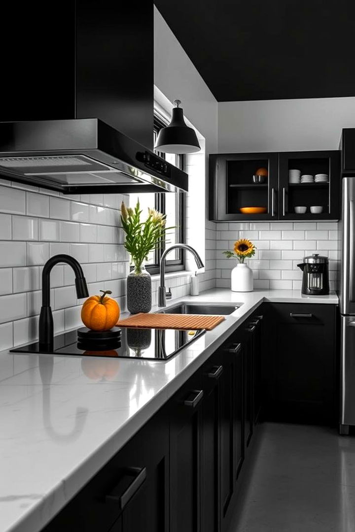 High contrast Black and White - 22 Dirty Kitchen Ideas