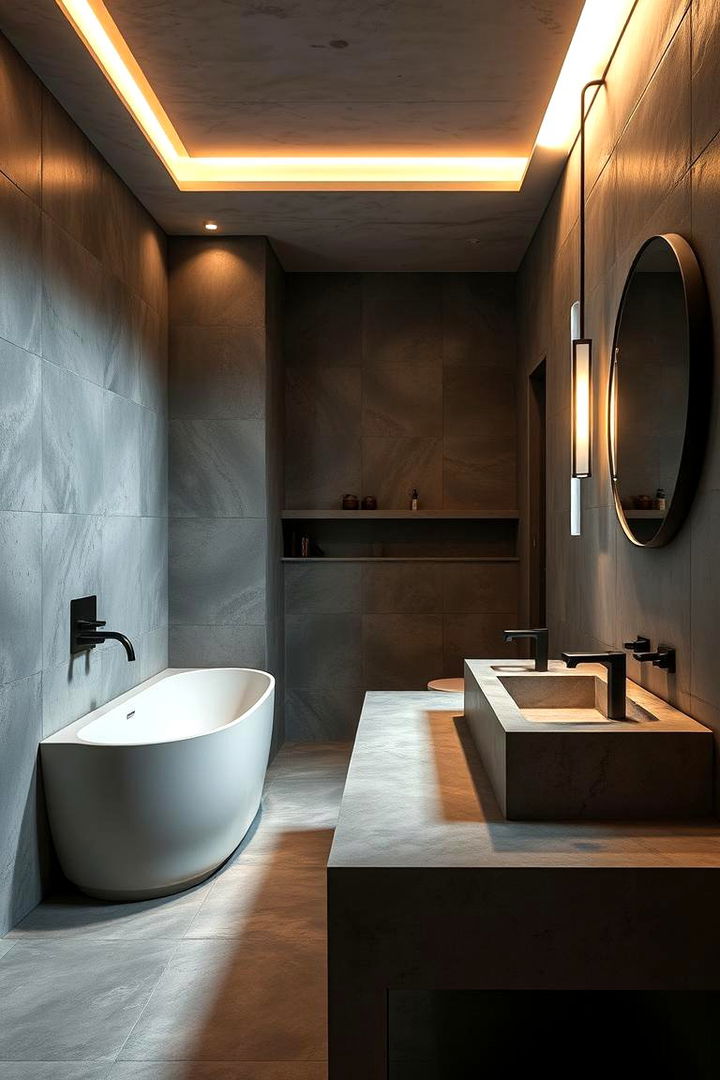 Highlighting Concrete Finishes - 22 Masculine Bathroom Ideas