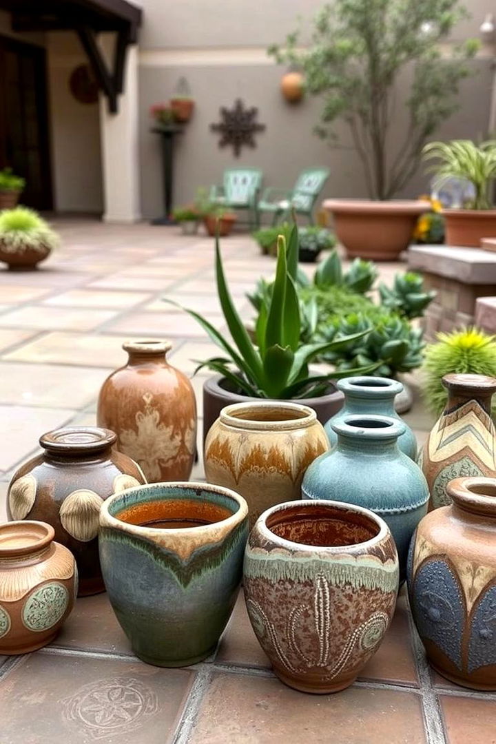 Highlighting Handcrafted Pottery Accents - 22 Rustic Patio Ideas