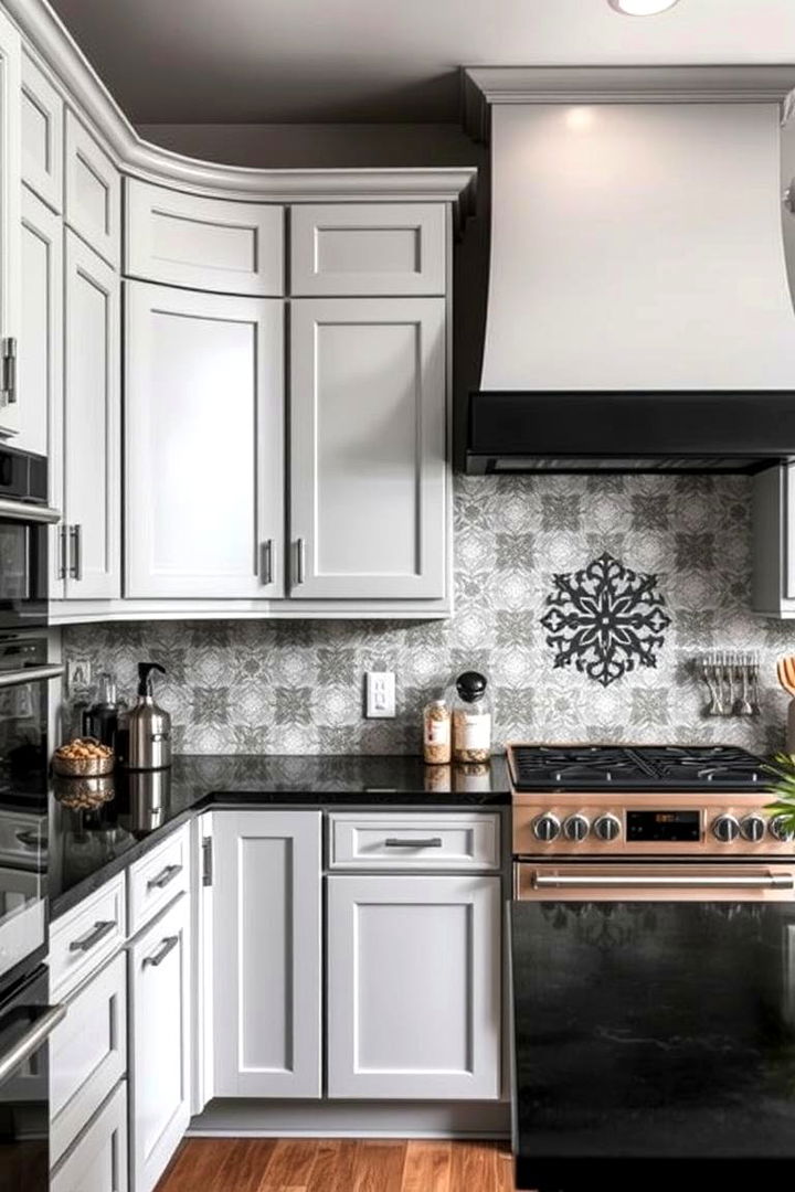 Highlighting High Contrast Fixtures - 22 Kitchen With Gray Cabinets And Black Countertops Ideas