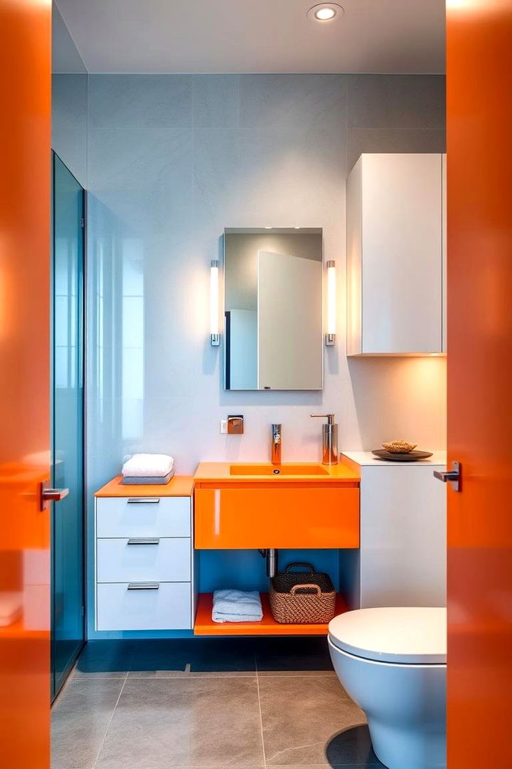 Highlighting Orange Vanities - 22 Orange Bathroom Ideas