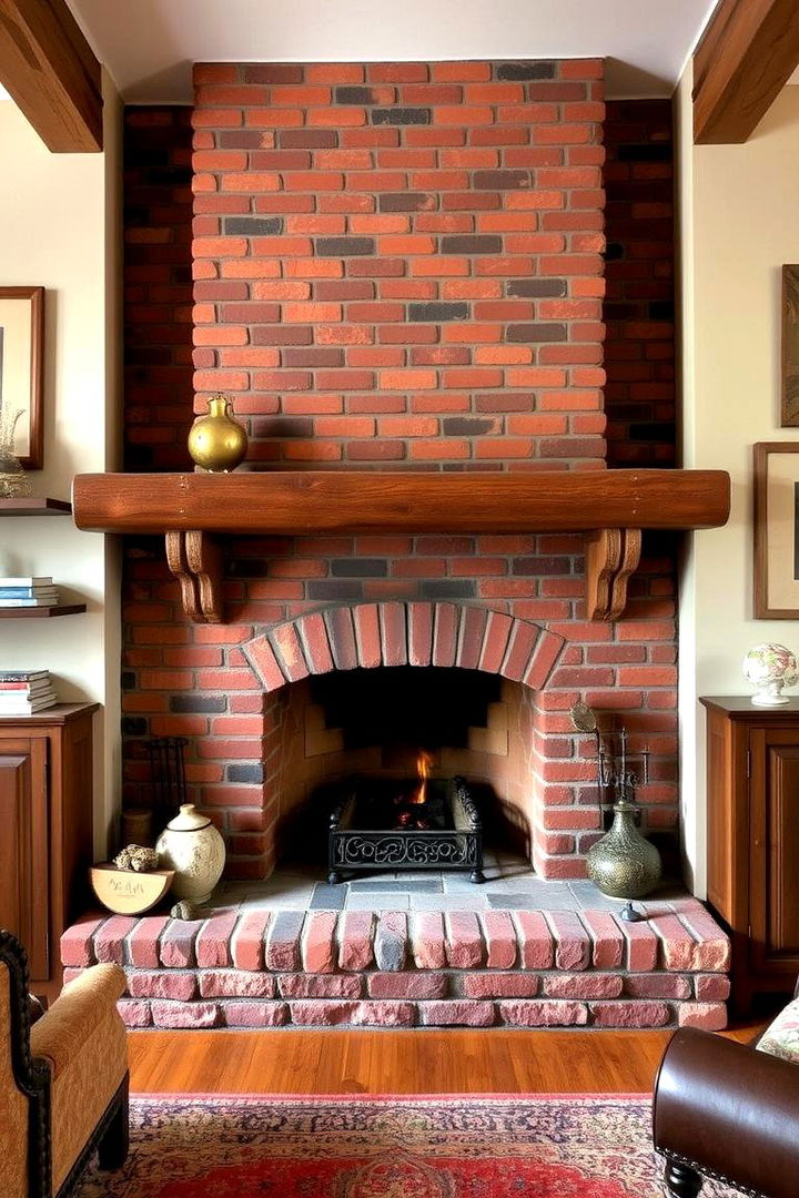 Highlighting the Fireplace as a Focal Point - 22 Rustic Living Room With a Brick Fireplace Ideas