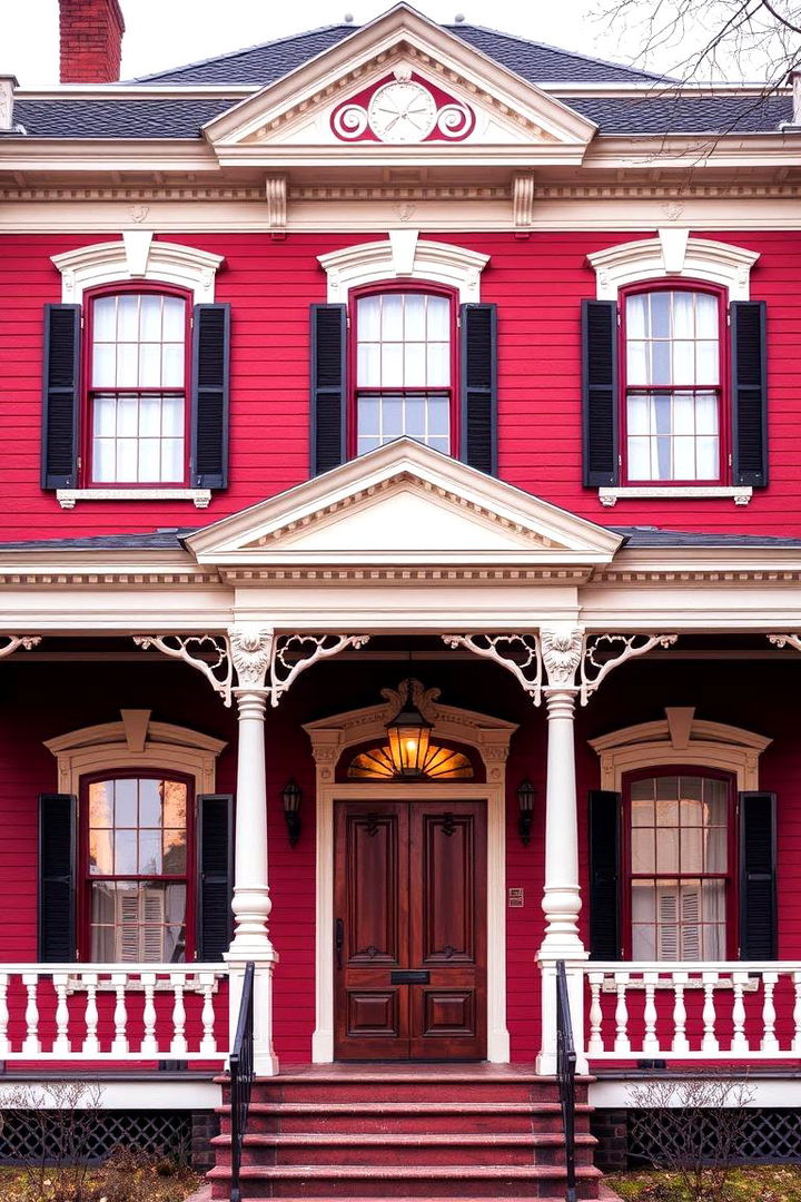 Historic Red Revival Style - 22 Dark Red House Exterior Ideas
