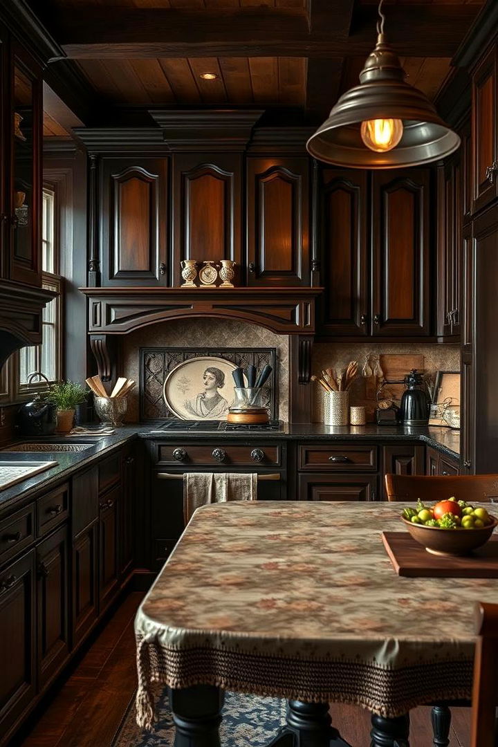 Historical Charm - 22 Dark Wood Kitchen Cabinets