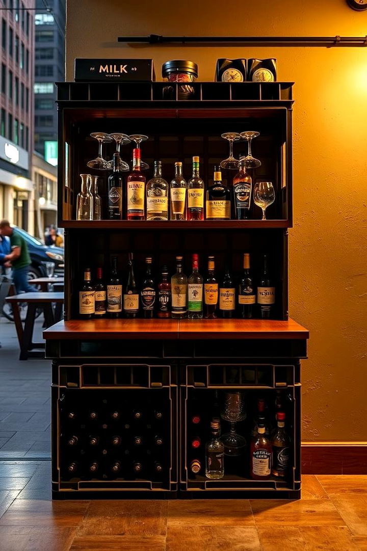 Home Bar Storage Solution - 22 Milk Crate Storage Ideas
