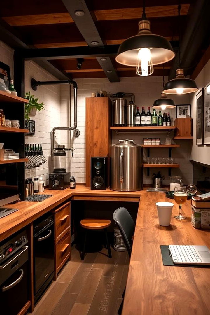 Home Brewery Nook - 22 Man Cave Office Ideas