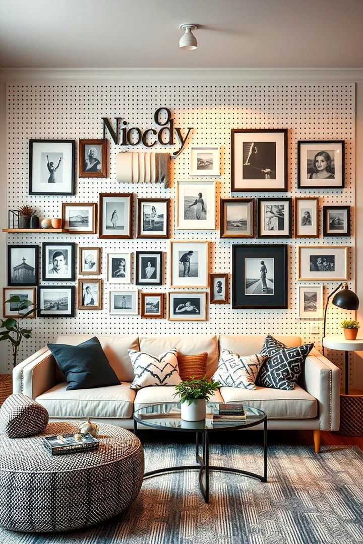 Home Decor and Picture Display Pegboard - 22 Pegboard Ideas