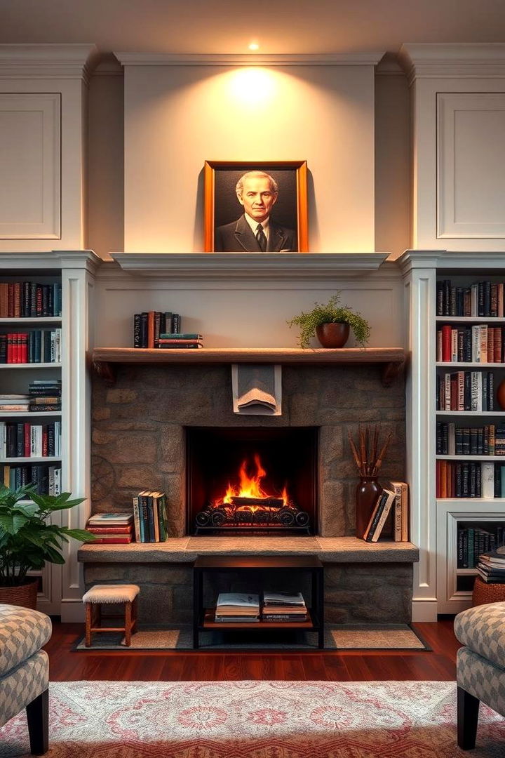 Home Library - 22 Fireplace With Bookshelves