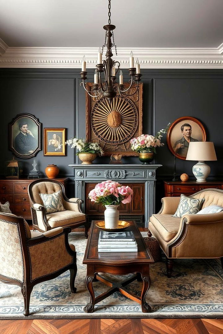 However Mix Vintage with Contemporary Touches - 22 Contrasting Living Rooms With Dark Grey Walls