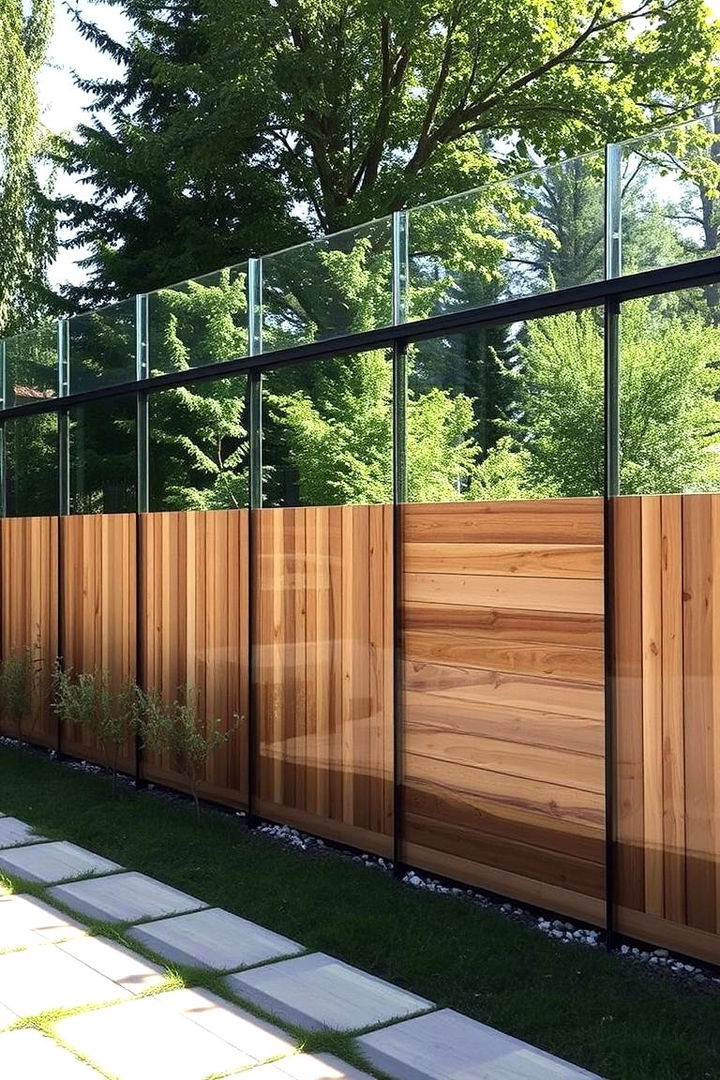 Hybrid Designs with Glass and Wood - 22 Corner Fence Ideas