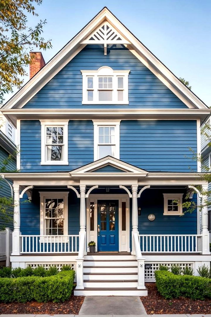 Iconic Design Tradition - 22 Blue House Siding With White Trim