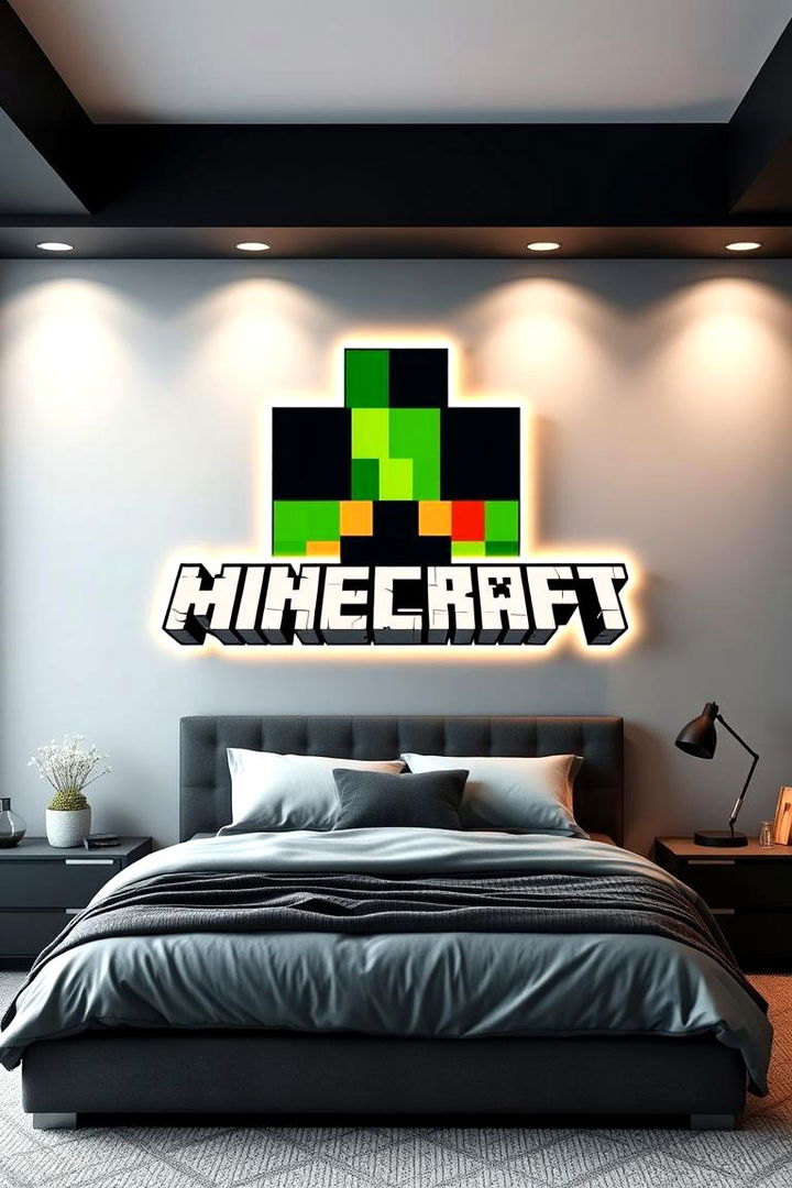 Iconic Minecraft Logo Displays - 22 Minecraft Themed Bedroom Ideas