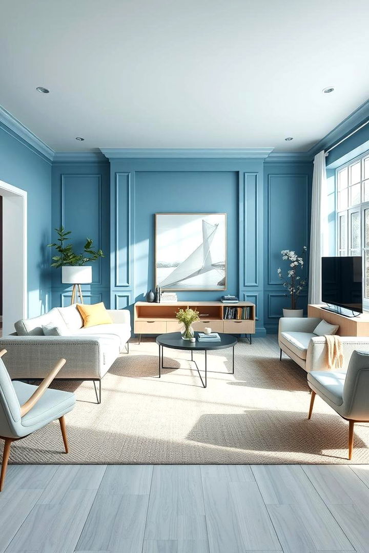 Icy Blue Crisp Modern Appeal - 22 Living Room Paint Colors