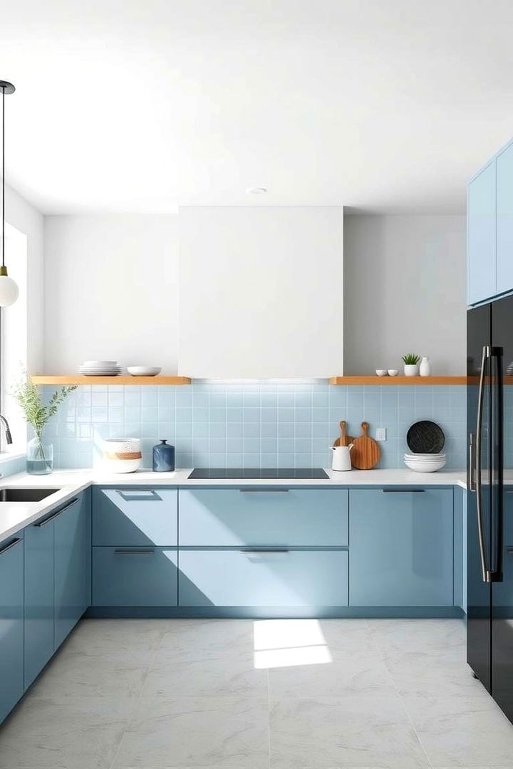 Icy Blue Minimalist Style - 22 Blue Kitchen Ideas