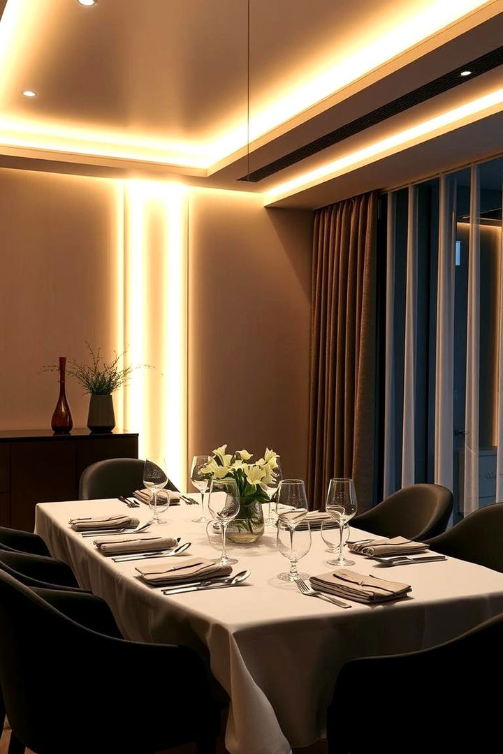 Illuminated Accent Strip - 22 Dining Room Accent Wall Ideas