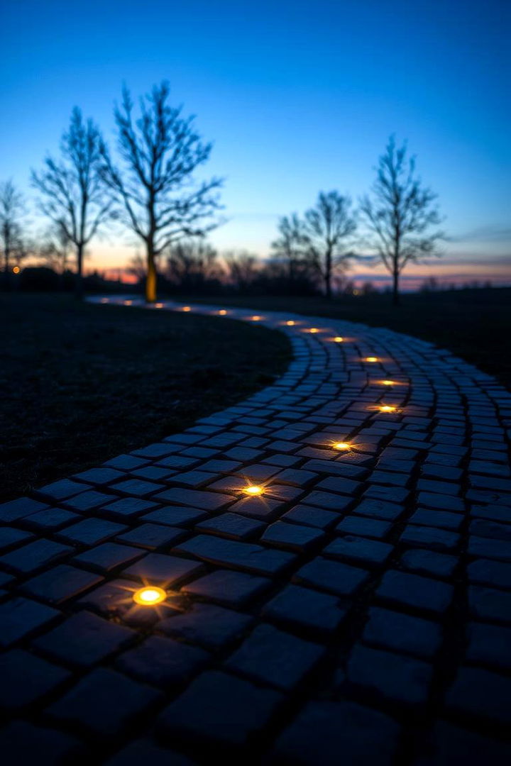 Illuminated Cobblestone Path - 22 Cobble Stone Walkway Ideas