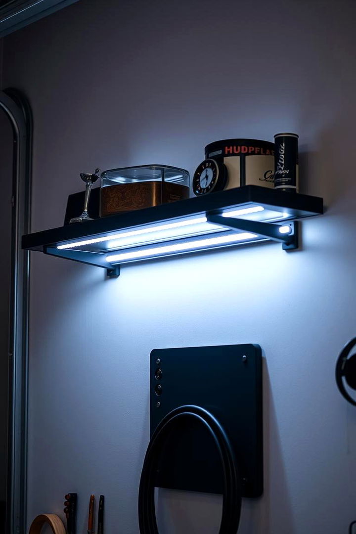 Illuminated Display Shelves - 22 Garage Wall Ideas