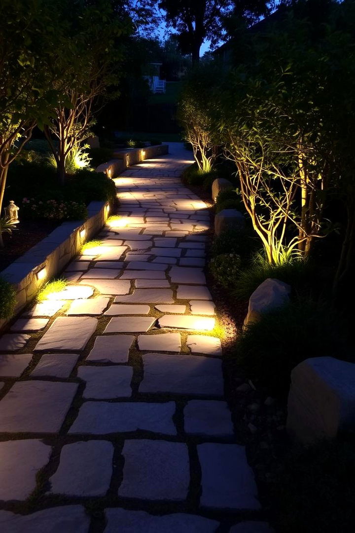Illuminated Evening Walk - 22 Flagstone Walkway Ideas