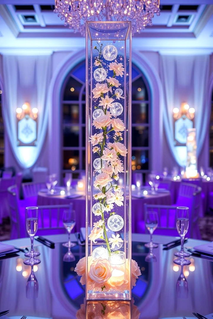 Illuminated Glass Towers - 22 Tall Wedding Centerpiece Ideas