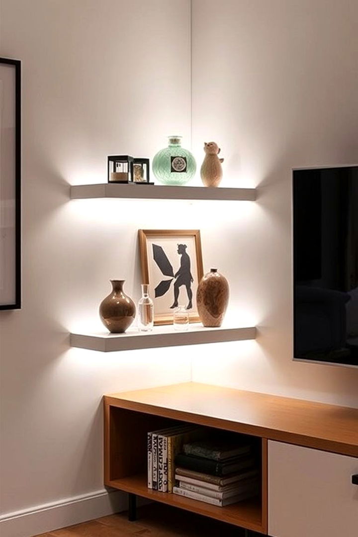 Illuminated LED Corner Shelf Display - 22 Corner Shelf Ideas