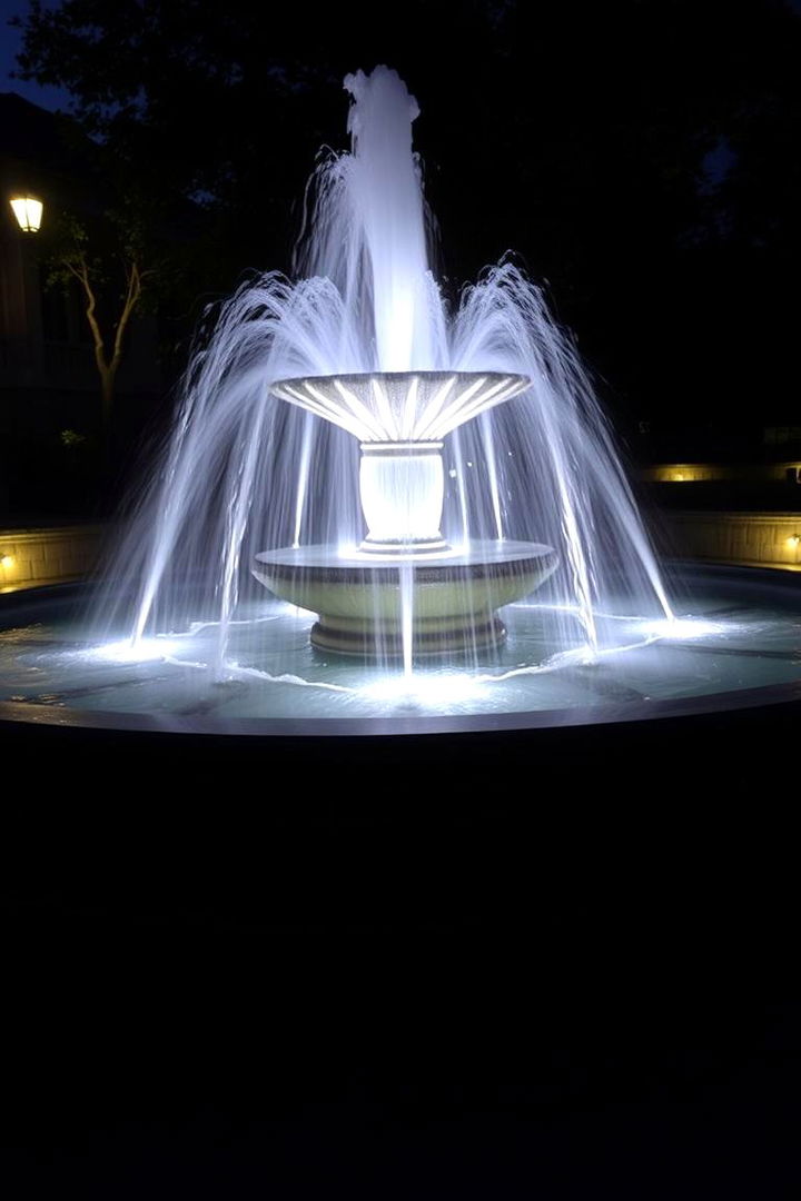 Illuminated Night Fountain - 22 Backyard Fountain Ideas