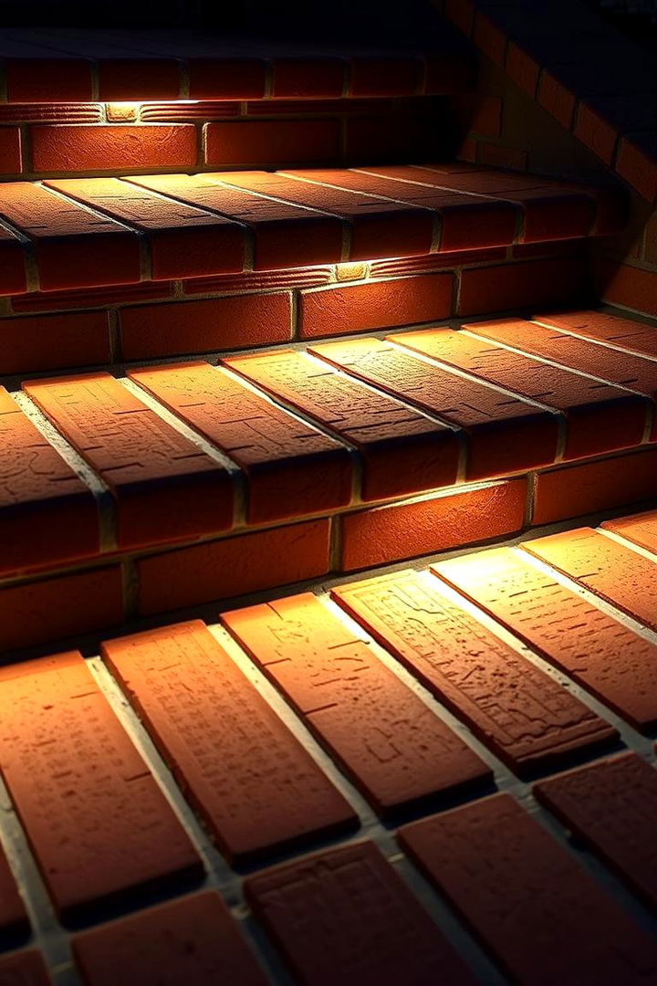 Illuminated Nighttime Charm - 22 Brick Front Steps Design Ideas