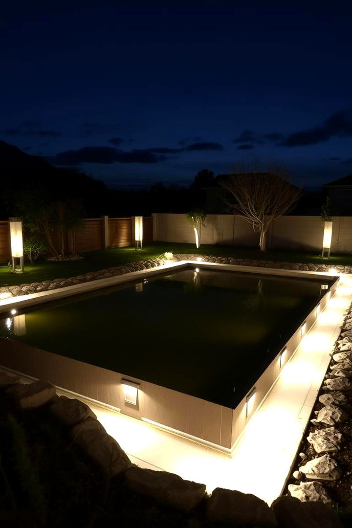 Illuminated Nighttime Pond Oasis - 22 Raised Garden Pond Ideas