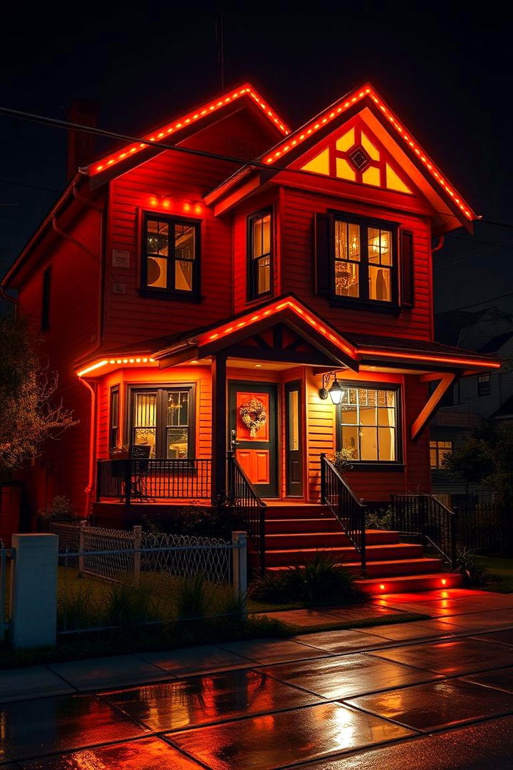 Illuminated Orange Accents for Night Glow - 22 Orange House Exterior Ideas