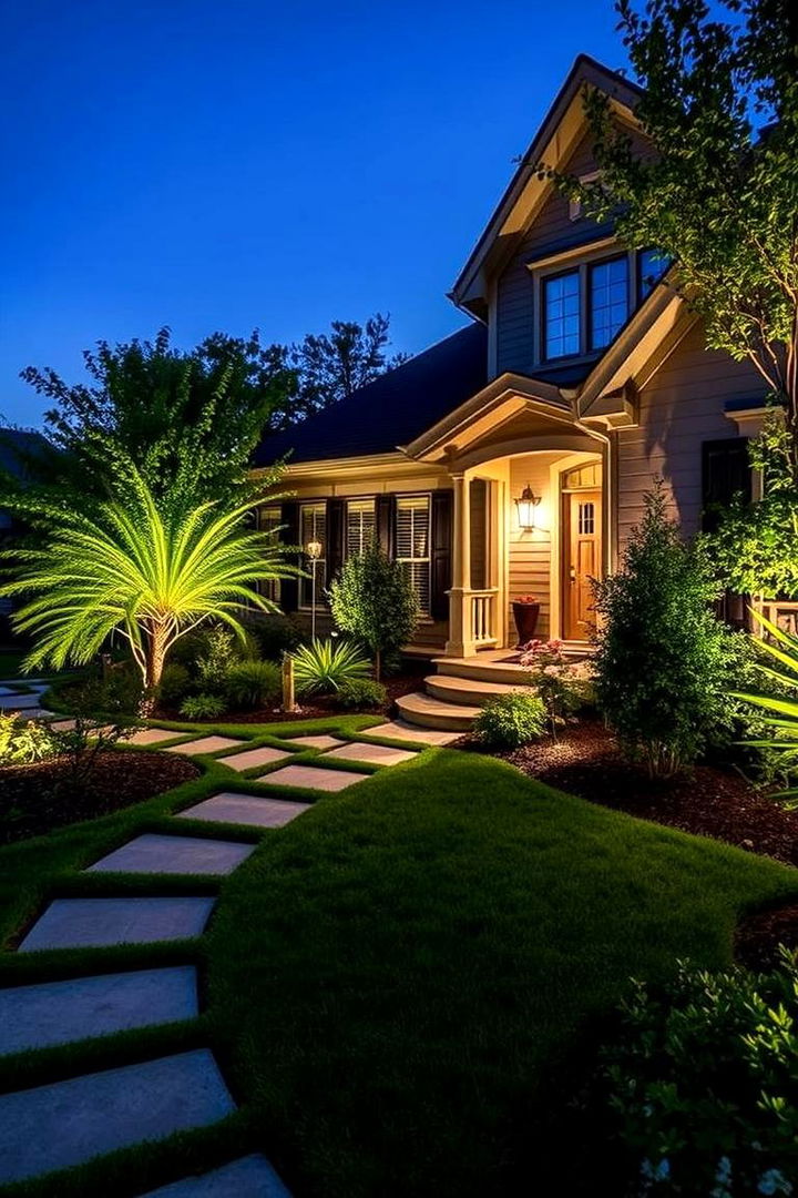 Illuminated Outdoor Ambiance - 22 Front Yard Landscaping Ideas