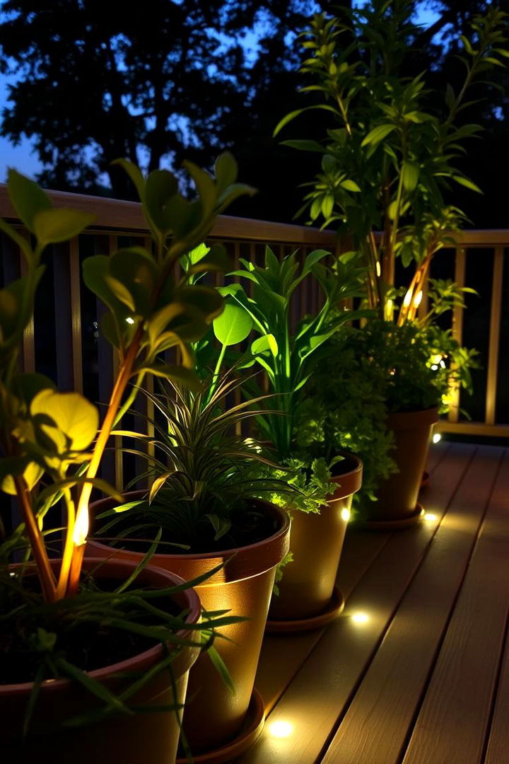 Illuminated Potted Plant Accents - 22 Deck Decorating Ideas With Plant