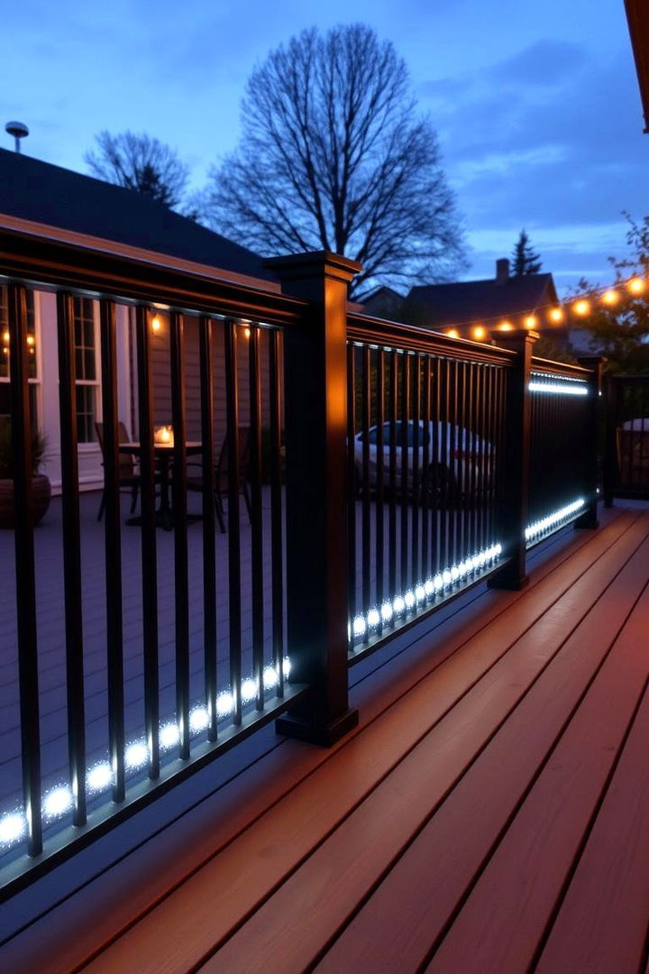 Illuminated Railings - 22 black deck railing ideas