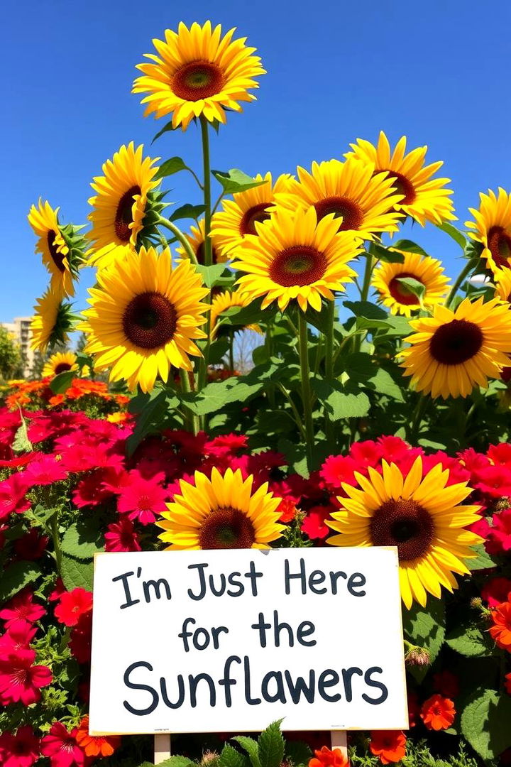 Im Just Here for the Sunflowers - 22 Funny Garden Sign Ideas