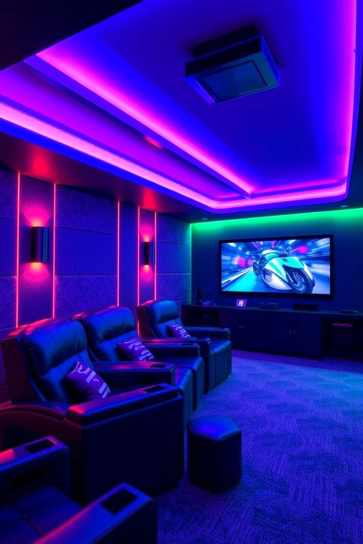 Immersive LED Ambient Lighting - 22 Basement Home Theater Ideas