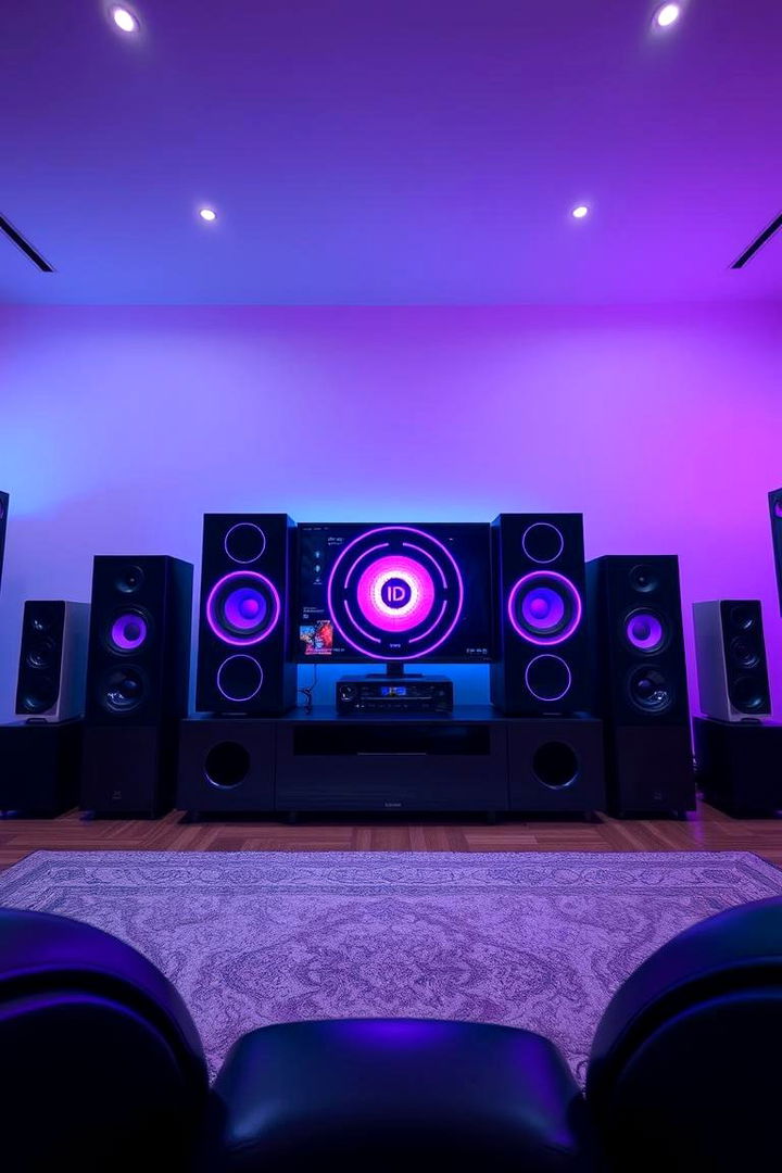 Immersive Surround Sound System in Purple - 22 Purple Gaming Setup Ideas