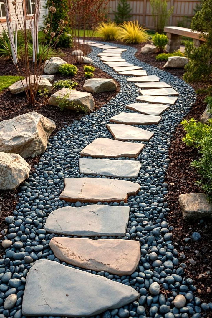 Implementing Stepping Stone Paths - 22 Black River Rock Landscaping Ideas