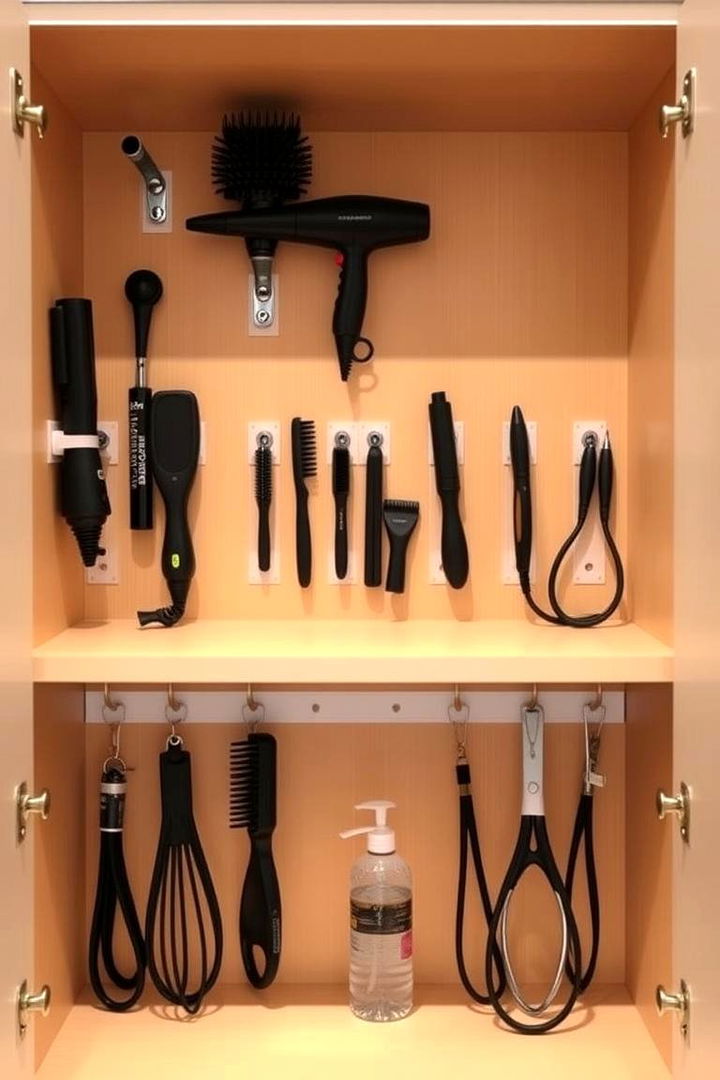 Incorporate Adhesive Hooks and Racks - 22 Bathroom Cabinet Organization Ideas