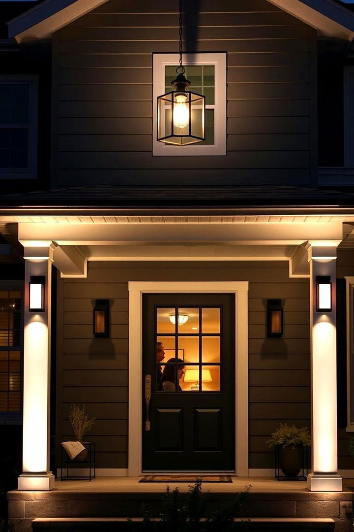Incorporate Bold Lighting Fixtures - 22 Small Front Porch Ideas