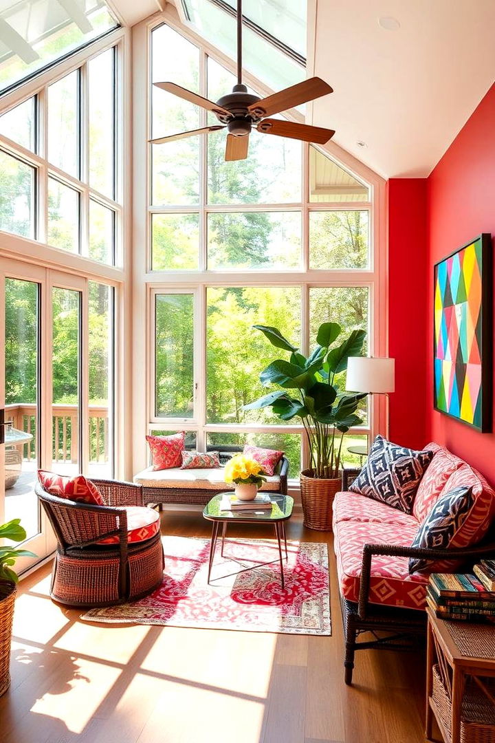 Incorporate Colorful Accents - 22 Sunroom Office Ideas