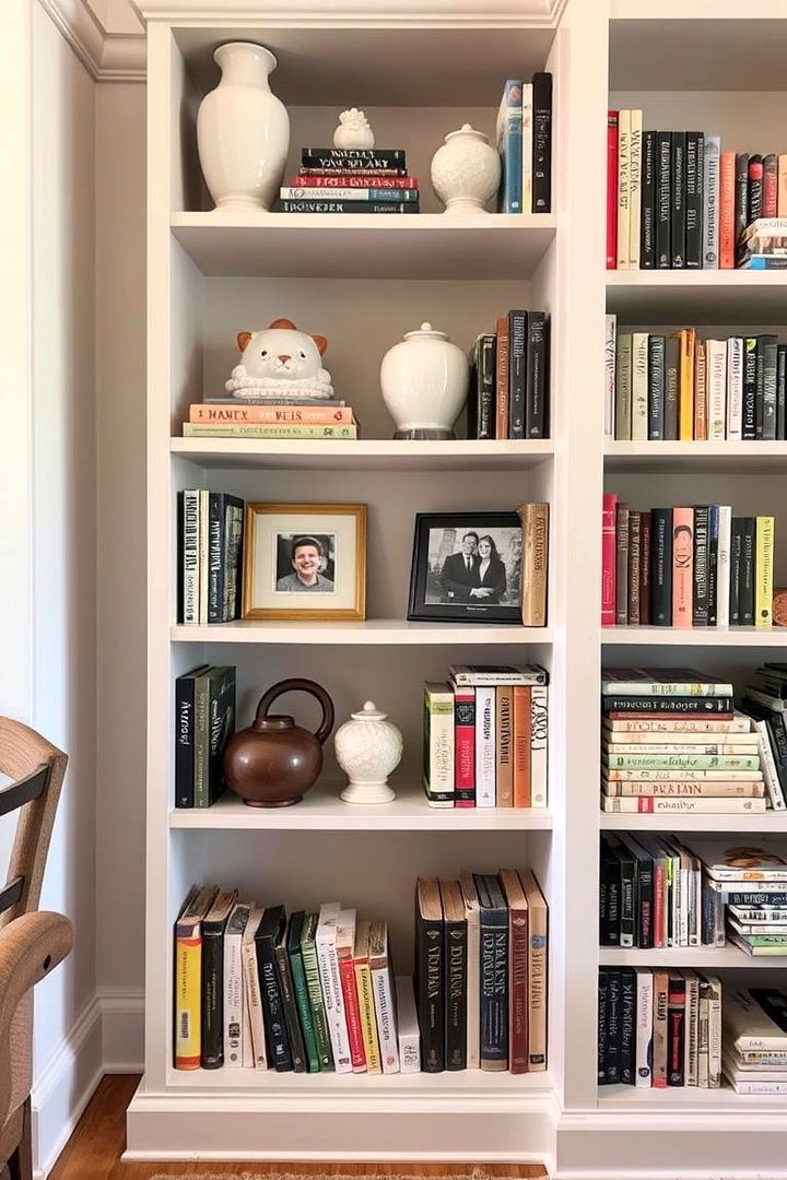 Incorporate Decorative Objects - 22 Bookshelf Organization Ideas