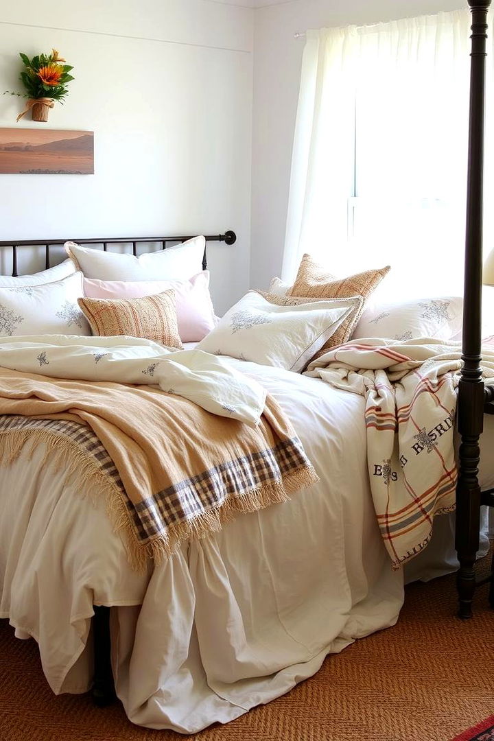 Incorporate Farmhouse Bedding Designs - 22 Cottagecore Bedroom Ideas