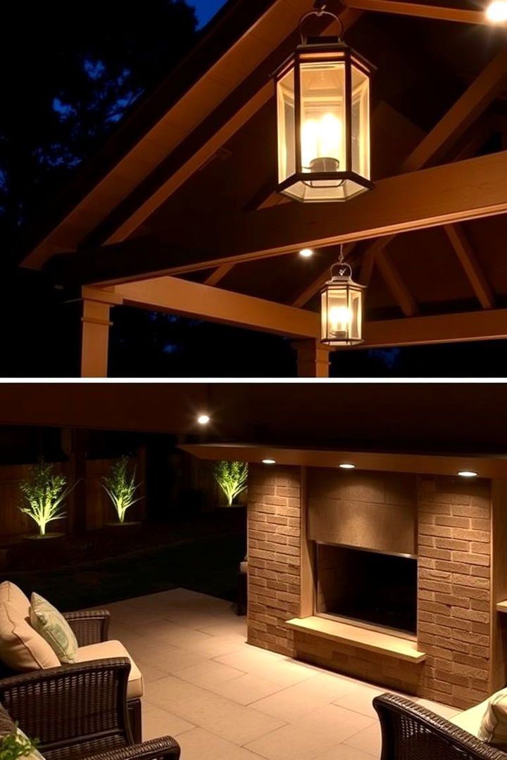 Incorporating Ambient Lighting - 22 Backyard Pavilion With Fireplace