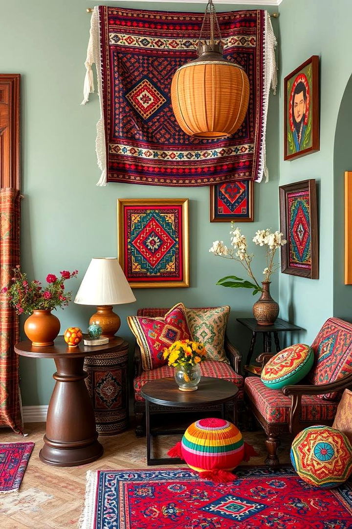 Incorporating Ethnic Patterns and Colors - 22 Boho Sage Green Bedroom Ideas
