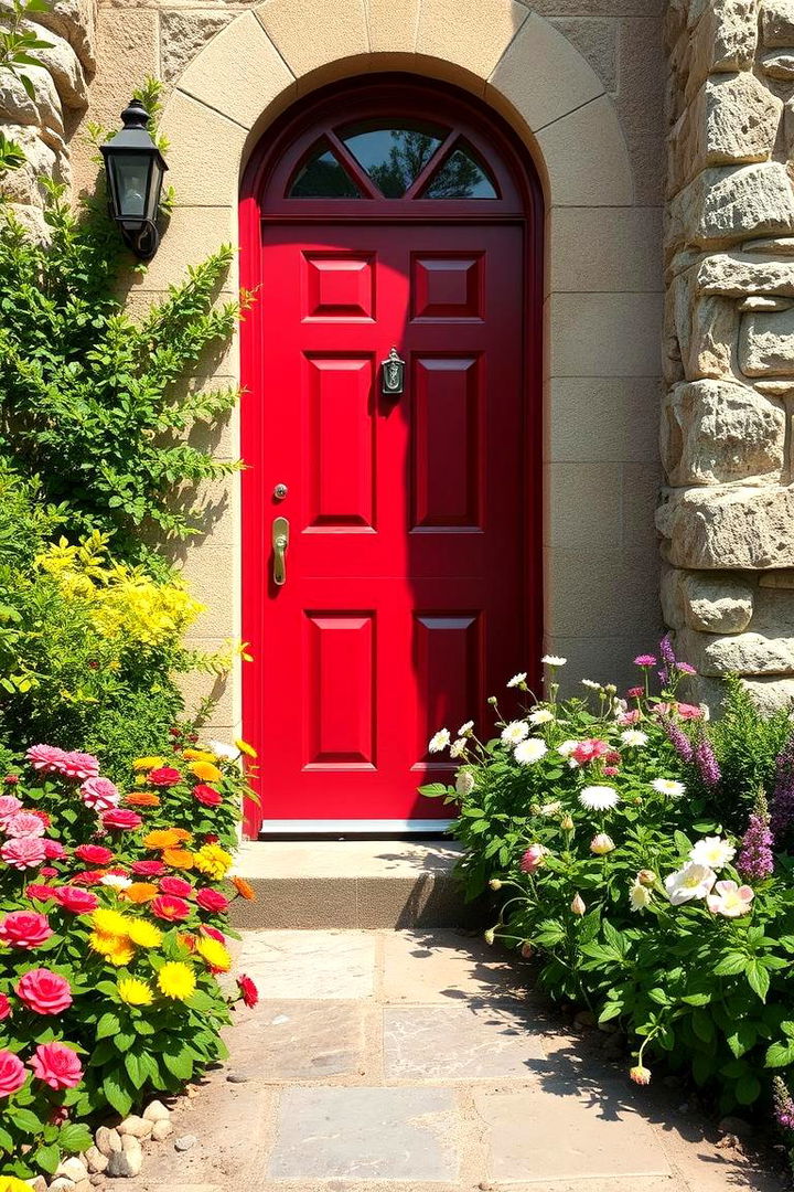 Incorporating Floral and Nature Elements - 22 Dark Red Front Door Ideas