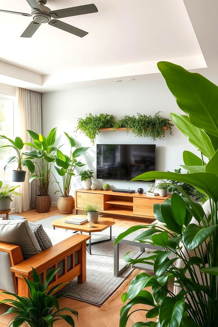 Incorporating Indoor Greenery - 22 Small Living Room Ideas With Tv