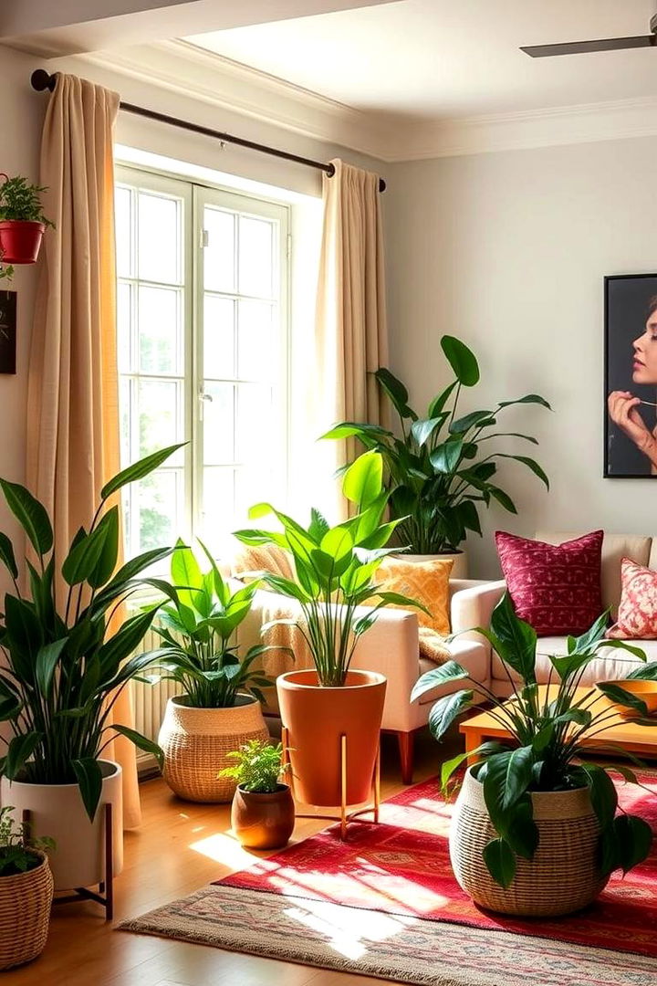 Incorporating Indoor Plants - 22 Minimalist Modern Boho Living Room Ideas