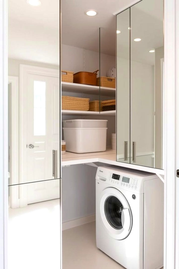Incorporating Mirror Panels for Expanded Illusions - 22 Laundry Closet Ideas