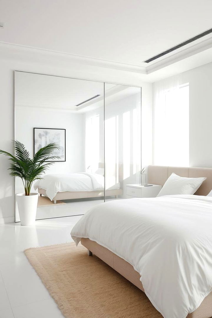 Incorporating Mirrors for Illusion - 22 Small White Bedroom Ideas