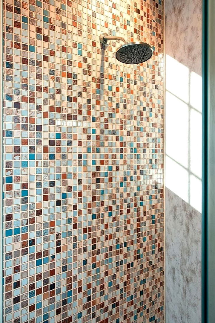 Incorporating Mosaic Tile Accents - 22 Small Bathroom Walk-in Shower Ideas