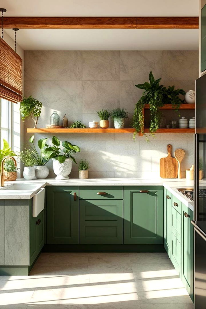 Incorporating Natural Elements with Sage - 22 Sage Green Kitchen Ideas